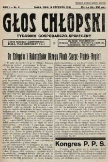 Głos Chłopski : tygodnik gospodarczo-społeczny. 1931, nr 6