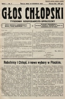 Głos Chłopski : tygodnik gospodarczo-społeczny. 1931, nr 7