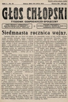 Głos Chłopski : tygodnik gospodarczo-społeczny. 1931, nr 12