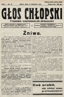 Głos Chłopski : tygodnik gospodarczo-społeczny. 1931, nr 15