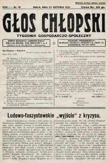 Głos Chłopski : tygodnik gospodarczo-społeczny. 1931, nr 16