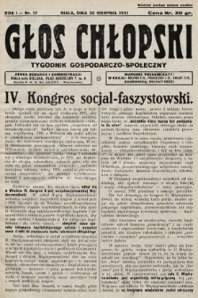 Głos Chłopski : tygodnik gospodarczo-społeczny. 1931, nr 17