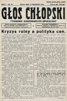 Głos Chłopski : tygodnik gospodarczo-społeczny. 1931, nr 19