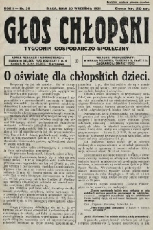 Głos Chłopski : tygodnik gospodarczo-społeczny. 1931, nr 20