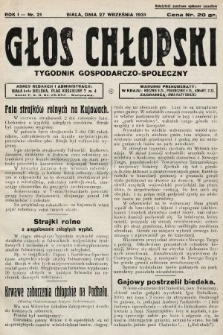 Głos Chłopski : tygodnik gospodarczo-społeczny. 1931, nr 21