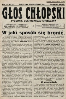 Głos Chłopski : tygodnik gospodarczo-społeczny. 1931, nr 22