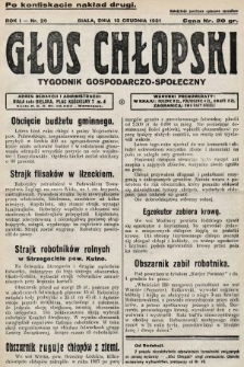 Głos Chłopski : tygodnik gospodarczo-społeczny. 1931, nr 29 (po konfiskacie nakład drugi)