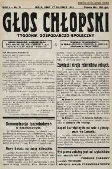 Głos Chłopski : tygodnik gospodarczo-społeczny. 1931, nr 31