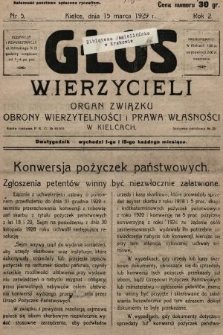 Głos Wierzycieli : organ Związku Obrony Wierzytelności i Prawa Własności w Kielcach. 1929, nr 5