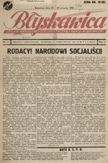 Błyskawica : organ Narodowo-Socjalistycznej Partii Robotniczej. 1933, nr 1