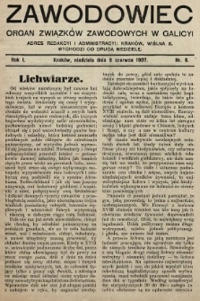 Zawodowiec : organ związków zawodowych w Galicyi. 1907, nr 8