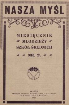 Nasza Myśl : miesięcznik młodzieży szkół średnich. 1928, nr 2