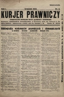 Kurjer Prawniczy : dwumiesięcznik poświęcony książce prawniczej i ekonomicznej. 1932, nr 2