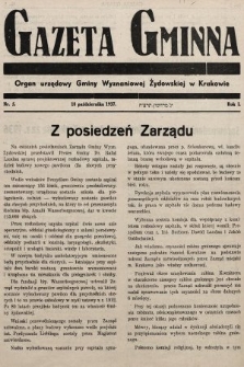 Gazeta Gminna : Organ Urzędowy Gminy Wyznaniowej Żydowskiej w Krakowie. 1937, nr 5
