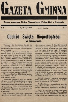 Gazeta Gminna : Organ Urzędowy Gminy Wyznaniowej Żydowskiej w Krakowie. 1937, nr 6