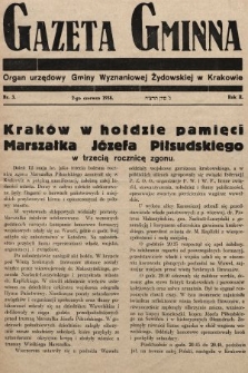 Gazeta Gminna : Organ Urzędowy Gminy Wyznaniowej Żydowskiej w Krakowie. 1938, nr 3