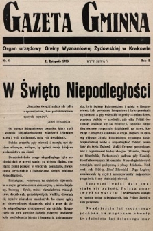 Gazeta Gminna : Organ Urzędowy Gminy Wyznaniowej Żydowskiej w Krakowie. 1938, nr 4