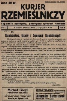 Kurjer Rzemieślniczy : tygodnik apolityczny, poświęcony sprawom rzemiosła. 1939, nr 1