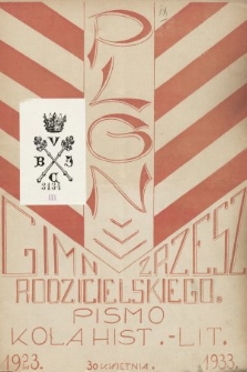 Plon : pismo Koła Hist.-Lit. uczniów Gimn. Zrzeszenia Rodzicielskiego w Sosnowcu. 1933, zeszyt 4