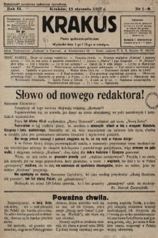 Krakus : pismo niezależne, społeczno-polityczne. 1927, nr 1-2