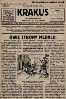Krakus: pismo niezależne, społeczno-polityczne. 1927, nr 3