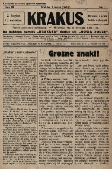 Krakus : pismo niezależne, społeczno-polityczne. 1928, nr 1 (nakład drugi po konfiskacie)