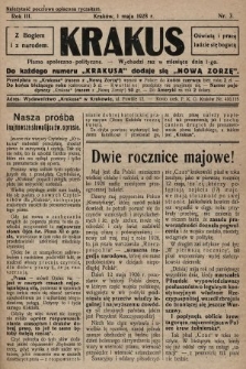 Krakus : pismo niezależne, społeczno-polityczne. 1928, nr 3