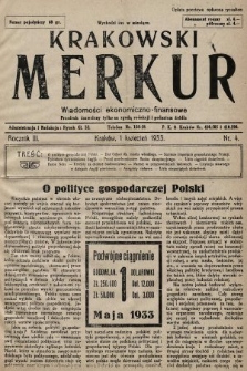 Krakowski Merkur : wiadomości ekonomiczno-finansowe. 1933, nr 4