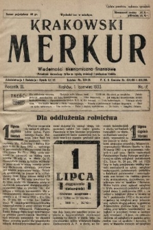 Krakowski Merkur : wiadomości ekonomiczno-finansowe. 1933, nr 6