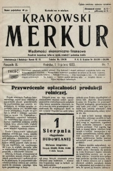 Krakowski Merkur : wiadomości ekonomiczno-finansowe. 1933, nr 7