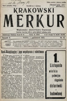 Krakowski Merkur : wiadomości ekonomiczno-finansowe. 1933, nr 10