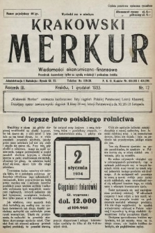 Krakowski Merkur : wiadomości ekonomiczno-finansowe. 1933, nr 12
