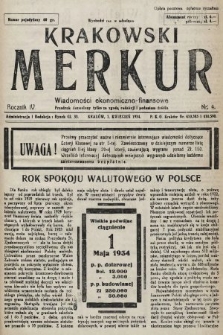 Krakowski Merkur : wiadomości ekonomiczno-finansowe. 1934, nr 4