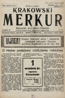 Krakowski Merkur : wiadomości ekonomiczno-finansowe. 1934, nr 8