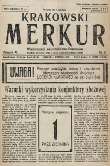 Krakowski Merkur : wiadomości ekonomiczno-finansowe. 1934, nr 9