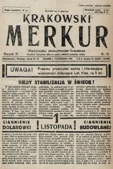 Krakowski Merkur : wiadomości ekonomiczno-finansowe. 1934, nr 10