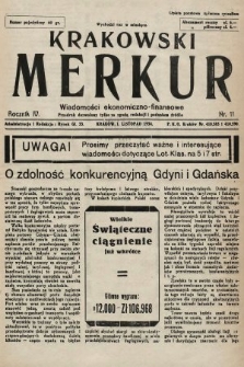 Krakowski Merkur : wiadomości ekonomiczno-finansowe. 1934, nr 11