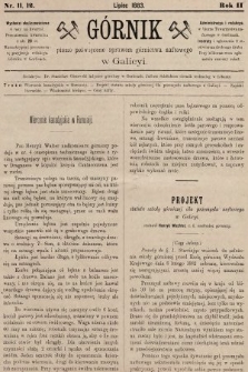 Górnik : pismo poświęcone sprawom górnictwa naftowego w Galicyi. 1883, nr 11 i 12
