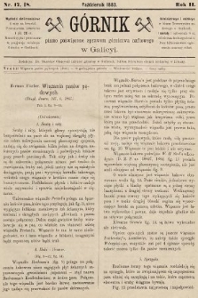 Górnik : pismo poświęcone sprawom górnictwa naftowego w Galicyi. 1883, nr 17 i 18