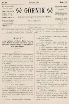 Górnik : pismo poświęcone sprawom górnictwa naftowego w Galicyi. 1884, nr 14