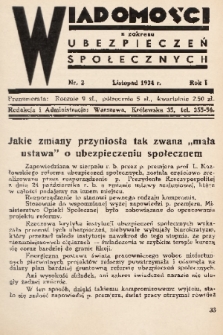Wiadomości z Zakresu Ubezpieczeń Społecznych. 1934, nr 2