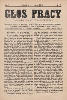 Głos Pracy : tygodnik polityczno-społeczny. 1924, nr 3