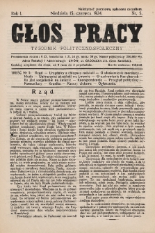 Głos Pracy : tygodnik polityczno-społeczny. 1924, nr 5