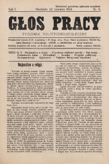 Głos Pracy : tygodnik polityczno-społeczny. 1924, nr 6