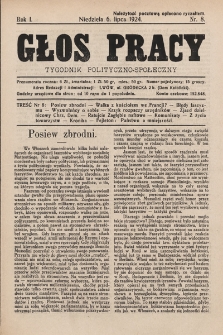 Głos Pracy : tygodnik polityczno-społeczny. 1924, nr 8