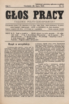 Głos Pracy : tygodnik polityczno-społeczny. 1924, nr 9