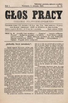 Głos Pracy : tygodnik polityczno-społeczny. 1924, nr 10