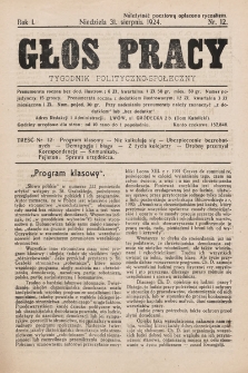 Głos Pracy : tygodnik polityczno-społeczny. 1924, nr 12
