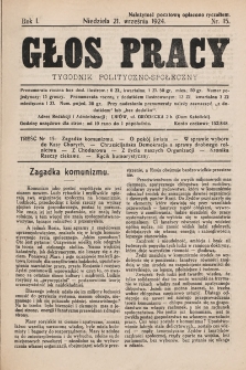 Głos Pracy : tygodnik polityczno-społeczny. 1924, nr 15