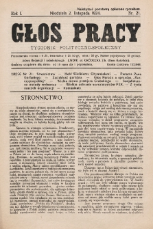 Głos Pracy : tygodnik polityczno-społeczny. 1924, nr 21